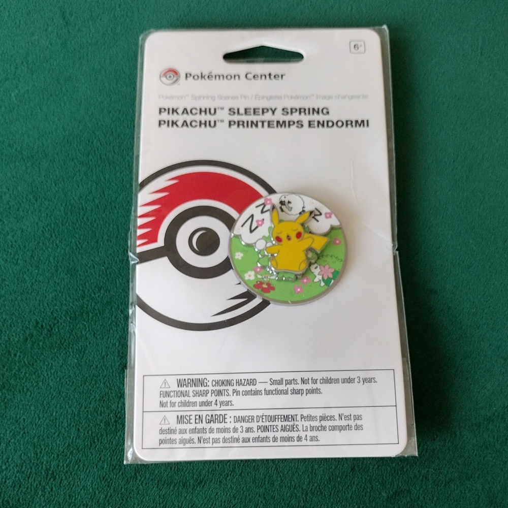 Yellow Pikachu Sleepy Spring Pokemon Spinning Scenes Pin